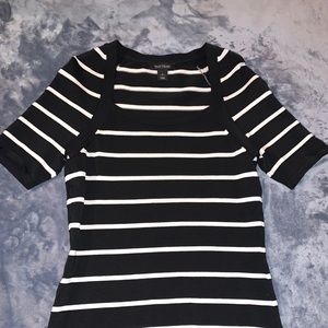 White House Black Market B&W Dress Top